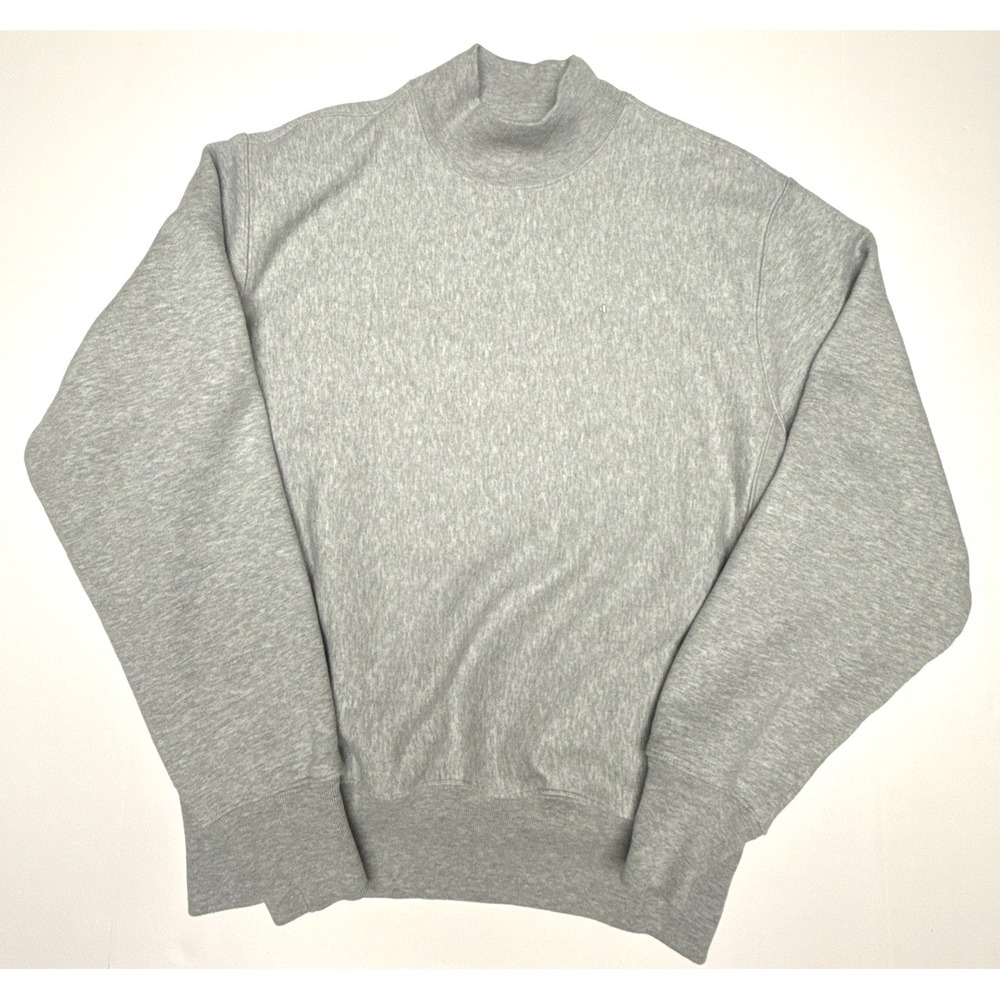 Champion Reverse Weave Moc Neck Mens Medium Gray Long Sleeve Pullover Sweater